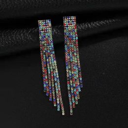 Wholesale-tassel bridal wedding dangle earrings for women luxury designer Colourful bling diamond danling earrings engagement dinner Jewellery