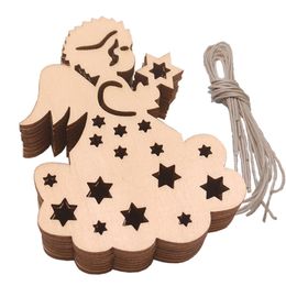 Wooden Hollow angel candle Christmas Pendants Ornaments Christmas Party Gift Decoration Xmas Tree Ornaments Supplies LX2315