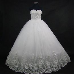 Sweetheart Soft Tulle Ball Gown Wedding Dress With Appliques Floor Length Bridal Gowns Lace Up