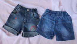 Nouvel été 100 Coton Fleurs Rainbow Broderie Design Filles Enfants Pantalons Courts Filles Causal été Denim Shorts Bateau Gratuit