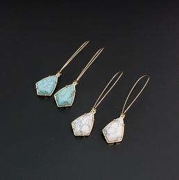 Fashion Hexagon Turquoise Charms Earrings Geometric Green Stone White Marble Earring for Women Jewellery gift Hight Quality