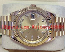 Free shipping High Quality Day-Date II 18kt Yellow Gold 218238 Champagne Diamond Dial 41mm Asia 2813 Movement Automatic Mens Watches