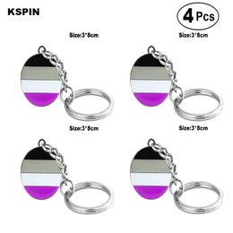 Asexual Key Ring Lapel Pin Flag badge Brooch Pins Badges 4PC