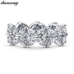 choucong Flower shape Promise Finger Ring 925 Sterling Silver Diamond cz Engagement Wedding Band Rings For Women Jewellery Gift