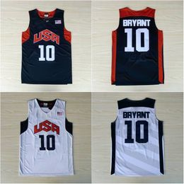 Maglia da basket 10 Bryant cucita Maglia da uomo USA Dream Team Maglia a maniche corte blu bianca cucita S-XXL