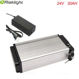 Silver Rear Rack 24V 30Ah 18650 Cell ebike Battery 24V 700W Lithium Battery with 2A Faster Charger Brand Cell BSM Place