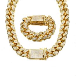 Men's Hip Hop Bling Iced Out Chain 18mm 18/20/22/24/26/28/30" Copper Material Bling CZ Miami Cuban Link Chains