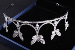 Shinning Princess Silver Butterfly Crystals Bridal Tiaras Crowns Bridal Headpieces Bridal Accessories Wedding Tiaras Crowns T302542685