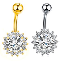 1Pc Steel Navel Rings Belly Piercing Flower Shape Belly Button Rings Make Belly More Sexy Navel Piercing Body Piercing Jewellery