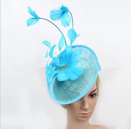 Ma Yarn Bride Headwear Hair Ornament Banquet Top hat Hair Ornament Feather Hoop Party Walking Show Headwear