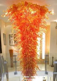 Large Luxury Handmade Blown Murano Glass Chandelier Hotel Lobby Decor Big Blown Glass Pendant Lamps Orange Modern Crystal Chandeliers