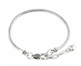 TOP SALE Charm Bracelets 925 Sterling Silver 3mm Snake Chain Fit Charms Bead Bangle Bracelet Jewellery DIY Gift For Men Women W88