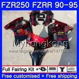 FZRR250 For YAMAHA FZR-250 1990 1991 1992 1993 1994 1995 250HM.35 FZR 250 FZR250R FZR 250R FZR250 Red flames hot 90 91 92 93 94 95 Fairing