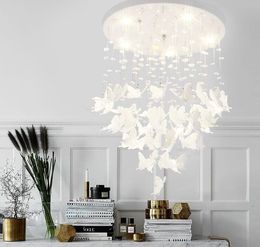 Butterfly chandelier Nordic restaurant bedroom simple modern creative porch cloakroom crystal ceiling Princess room lamp led MYY