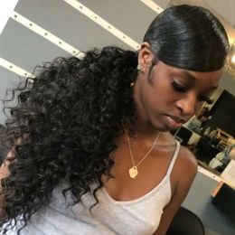 160g Cute Ponytail Afro Kinky Curly Human Hair Ponytail For Black Women Brazilian Virgin Hair Drawstring Ponytail Hair Extensions 10-24 inch