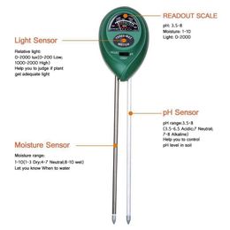 3 in 1 Digital Soil Moisture Metre Analysis PH Tester Garden Detector Hygrometer Light Detector Acidity Hydroponics Analyzer