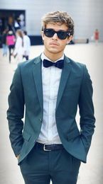 Handsome Green Groom Tuxedos Notch Lapel Groomsmen Wedding Tuxedos Popular Men Formal Prom Jacket Blazer Suit(Jacket+Pants+Tie) 1364