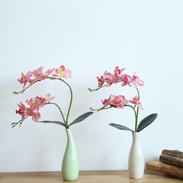 2 garfo ramo único 9 cabeças orquídea flor artificial phalaenopsis latex silicone real toque grande orquídea casamento decorativo flores