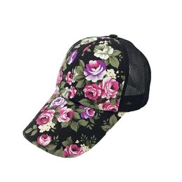 Fashion luxury designer adjustable beautiful flowers casual baseball ball caps for women men travel sun hats breathable mesh holes