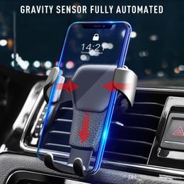 practical car gravity phone holder gravity reaction car mobile phone holder clip type air vent monut with retail package