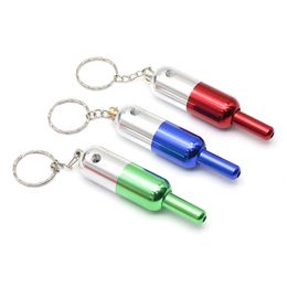 Newest Colorful Mini Key Ring Portable Smoking Tube Pipe Innovative Design Detachable High Quality For Herb Tobacco Tool Hot Cake DHL Free