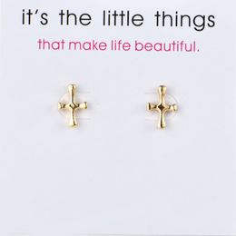 Cross Earrings Alloy Exquisite Gold Silver Colours Stud Earrings Women's Charming Card Jewellery Gifts for Girls