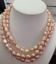 Natural 12-13mm South Sea Pink Purple Pearl Necklace 48 Inch 14k Gold Clasp