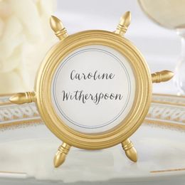 Gold Ship Wheel Picture Frame Table Number Holders Place Card Holder Wedding Gift Party Decoration