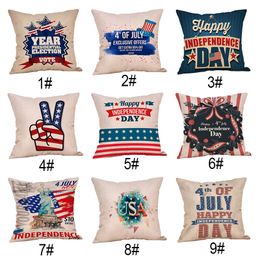 American Flag Stars Pillowcase Stripe Letter Print Pillow Cover 45*45cm Sofa Nap Cushion Cover Home Decoration Car Cushion Cover BH2076 ZX