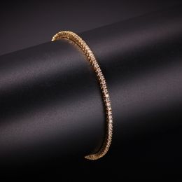 Colar adorável de tênis com zircônia cúbica de 2 mm banhado a ouro, prata, cobre micropavimentado CZ corrente cubana 8 polegadas 7 polegadas