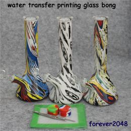 11 inch glass water bong hookah watertransfer printing dab oil rig bubbler tall thick beaker mini glas water pipe with 14mm bowl