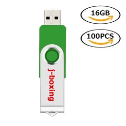 Partihandel 100st 16 GB USB Flash Drives Metal Swivel Flash Memory Stick For PC Laptop Tablet Pen Drive Thumb Storage 10 Färger Gratis frakt