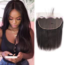 Brazilian 13X6 Lace Frontal Straight Virgin Human Hair 13 By 6 With Baby Hairs Products Top Closures Natural Colour