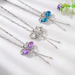 Butterfly Necklace Classic Crystals Bijoux New Fashion Jewellery Gift Long Tassel Necklaces