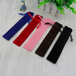 Plush School Pen Case Office Drawstring pocket Fabric Pencil Bag Case with Rope For Fountain Ballpoint Pen