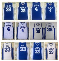 CAA Men Devils Jersey 33 Grant Hill 4 JJ Redick 32 Christian Laeter Blue White All Ed Cheap College Basketball Jerseys