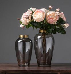 Simple modern transparent glass vase decoration Nordic creative model room living room flower arrangement decorative ornaments