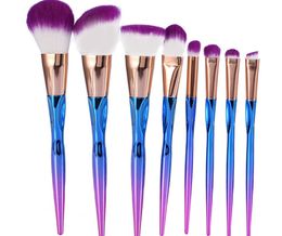 GUJHUI Pro 8pcs Metal Makeup Brushes Set Cosmetic Face Foundation Powder Eyeshadow Eyebrow Blush Lip Plating Make Up Brush Kit