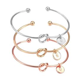 26 A-Z English Letter Initial Bracelet Silver Gold Letter Charm Bracelet Love Bowknot Wristband Cuffs Women Jewellery