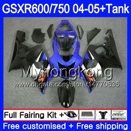 Bodys +Tank For SUZUKI GSXR 750 factory blue GSXR 600 GSXR-750 GSX-R600 2004 2005 295HM.51 GSX R750 K4 GSXR600 04 05 GSXR750 04 05 Fairing