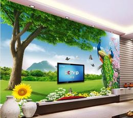 3d murals wallpaper for living room beautiful landscape TV background wall uncle peacock mural