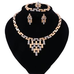 Hot Fashion Wedding Dubai Africa Nigeria Jewellery Set Gold-color Necklace Earrings Romantic Women Bridal Jewellery Sets