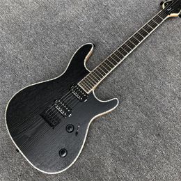 Black Mayon 6 Strings Electric Guitar Neck through body Real abalone Ebony fingerboard Black hardware support drop shipping free shipping