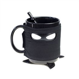 Creative Ninja Mug Black Mask Ceramic Cup With Spoon Sword Coffee Milk Tea Mugs Milk Coffee Tea Cup Mugs