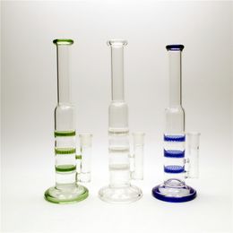 10.5 inches Glass Bong ThreeHoney Comb Perk Water Pipe Hookahs with 1 clear bowl included