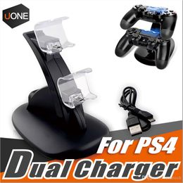 Dual chargers for ps4 xbox one wireless controller 2 usb LED Station charging dock mount holder for PS4 gamepad play station with box