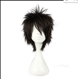 WIG New Natsume Yuujinchou Black Short Layered Wavy Wig Men Women Anime Cosplay Hair