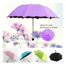 Lady Princess Magic Flowers Dome Parasol Sun/Rain Folding Umbrella prain women transparent umbrella brass knuckles For Women