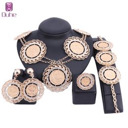 Fashion Nigerian Wedding Party African Beads necklace Jewellery Set Dubai Gold-Color Crystal Costume Romantic Jewellry Sets