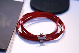Fashion-Silk Ribbon Choker Necklace Red Corundum Bee Bar Chokers Necklace For Women collares mujer collier ras du cou Choker Bracelet